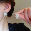Silver Needle Zircon Flower Pearl Stud Earrings Exquisite Light Luxury High-end Earrings Niche White Versatile Earrings