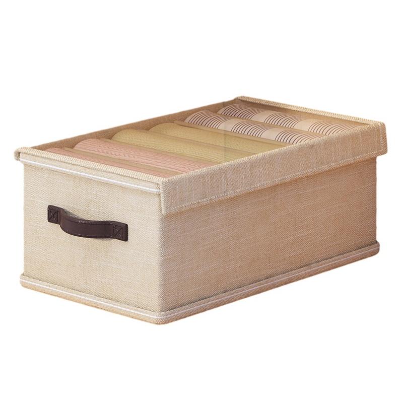 

6 Grids Foldable Closet Clothes Organizer Storage Box with Clear Lid B