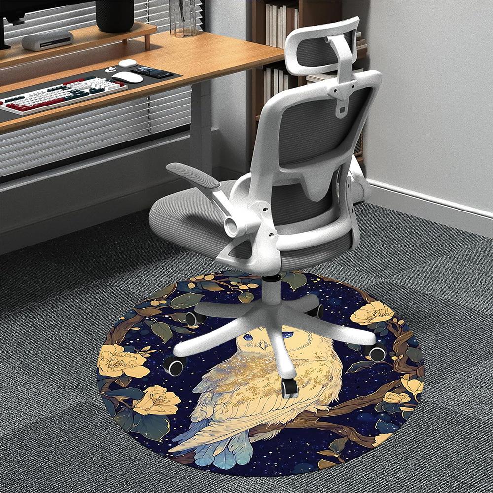 

1PC Night Owl Office Round Area Rug, Indoor Mat Suitable For Office, Under Office Chairs Bedroom Living Room Home Decor, Room DecoT1223053 80cm by 80cm