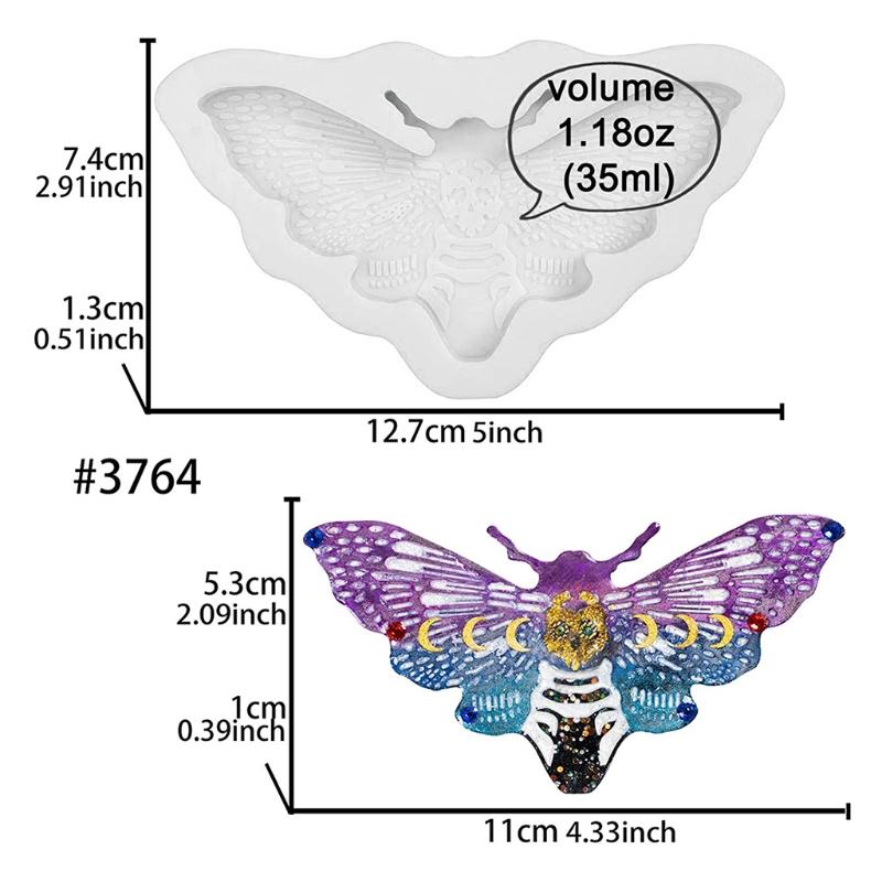 For Creative Moth Keychain Resin Mold  Crafts Bracelet Pendant Silicone Mould Handmade Moth for Key Chain Resin Casti