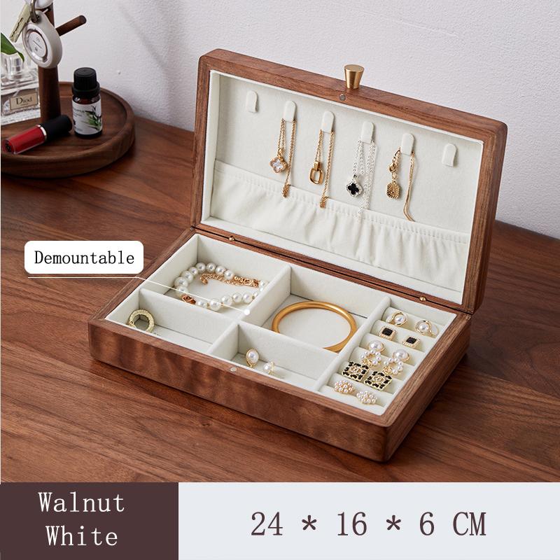 HeMu Solid Wood Jewelry Box Black Walnut Jewelry Box Jewelry Box Solid Wood Retro Storage Box Jewelry Box Wood Black Walnut Box
