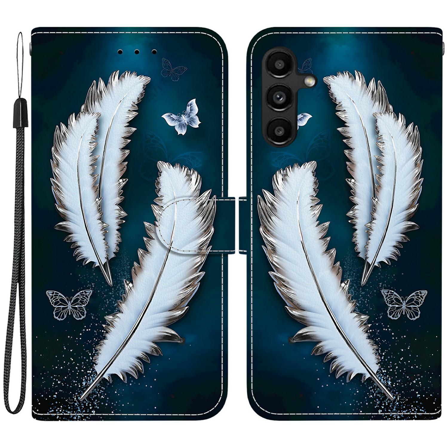 

For Samsung Galaxy A15 5G/4G Case Pattern Printing Anti-Drop Leather Flip Wallet Phone Cover with Lanyard B