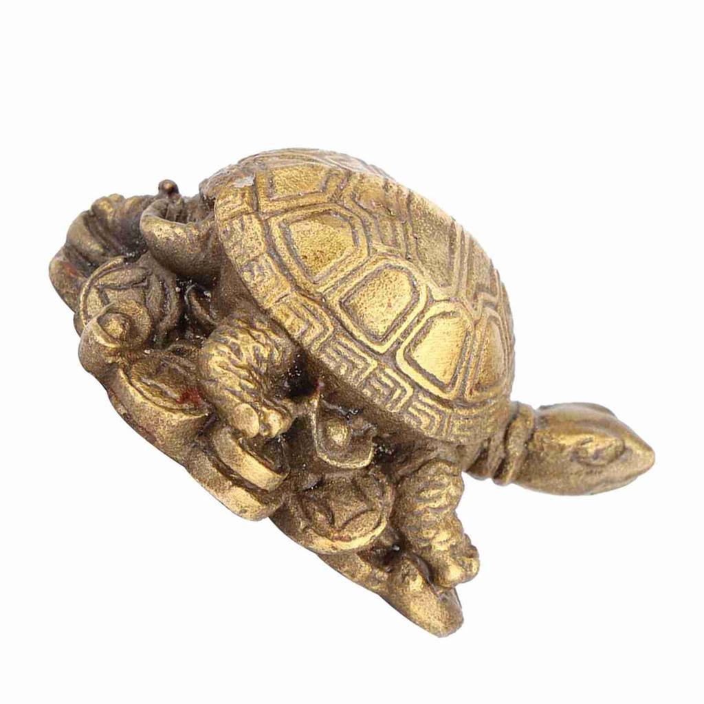 Bronze Exquisite Carving Brass Lucky Chinese Tortoise Shape Furnishing Craft Decoration