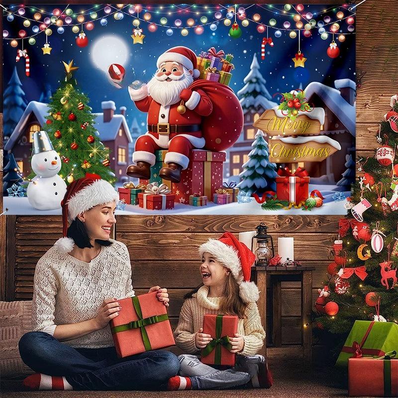 New Christmas Yard Decoration Background Cloth Polyester Fabric Material Christmas Decoration Products