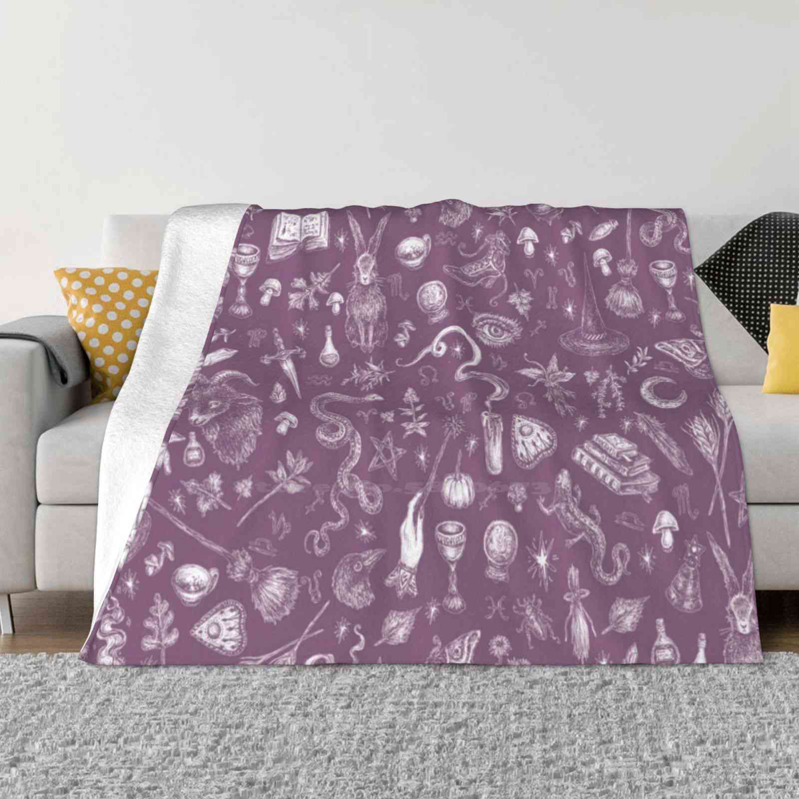 Purple Salem Witch Fashion Soft Warm Flannel Blanket Witch Magic Spooky Halloween Salem 30x40in