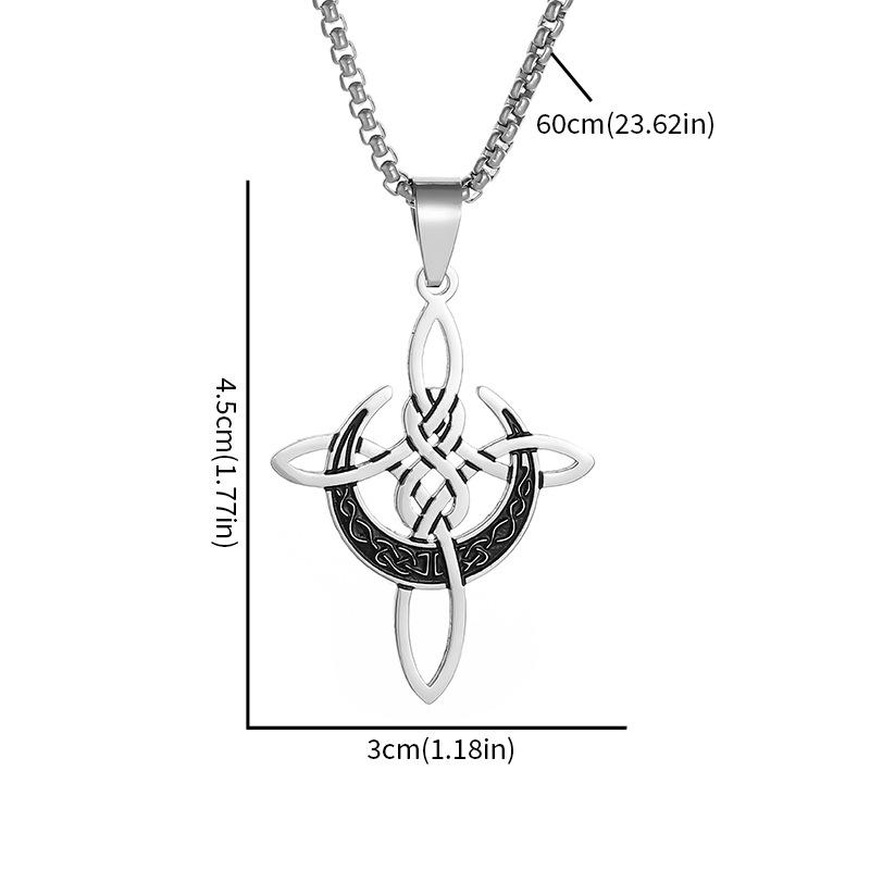 Retro Celtic Knot Hollow Out Pendant Woven Pattern Necklace Handmade Jewelry Gift