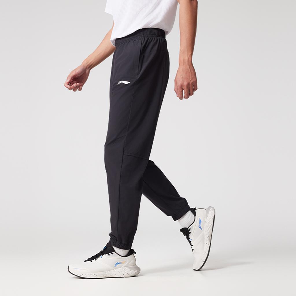 Li-Ning Plain Tapered Casual Knitted Sports Pants Men Bottoms Black AYKV129-1