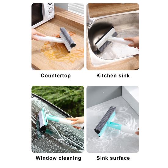 Stěrka na sklo s rozprašovačem vody Protiskluzová rukojeť Design Závěsné skladování Multifunkční čistič 3 v 1 Oboustranný kartáč Škrabka
