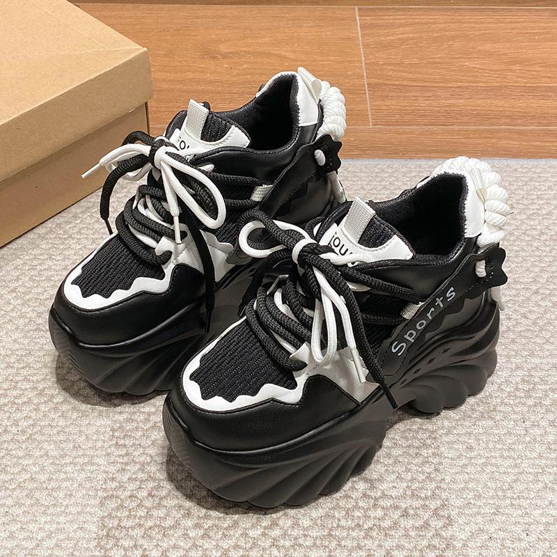 Fashion Women Mesh Chunky Sneakers Autumn High Platform Shoes 10CM High Heels Wedges Casual Shoes Woman Breathable Sports Dad Sneakers