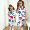 Jungen und Mädchen Unabhängigkeitstag Druck Set Kinder Freizeit Kurzarm Oberteil und Lange Hosen Set