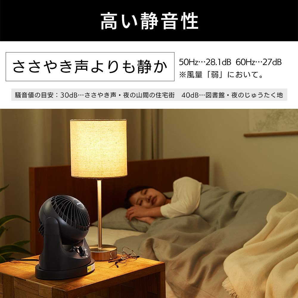 IRIS OHYAMA Macaron Mini Tabletop Fan with Matte Oscillating Quiet Compact Black Energy-Saving Design, Function, Operation, Design, TAF-MKM10-B,