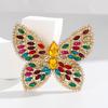 Elegant Crystal Butterfly Accessory Brooch Zinc Alloy Construction Stylish Design For Weddings And Business Meetings