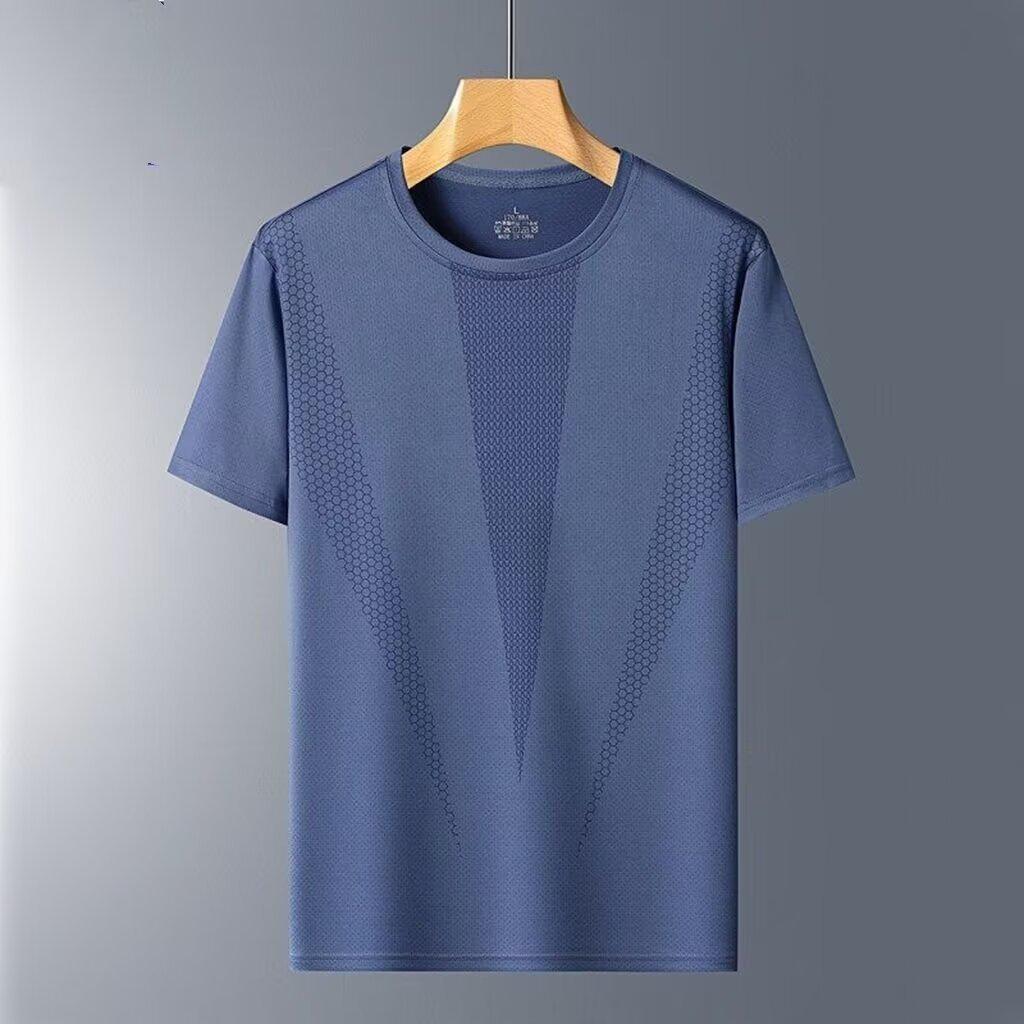 Men's Summer Quick-Dry Mesh Fitness T-Shirt, Elastic Casual Half Sleeve