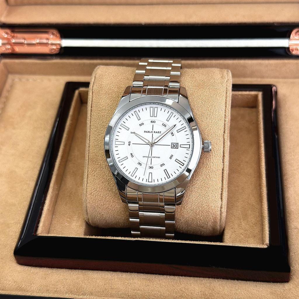 Men's Casual Fashion Quartz Wristwatch with Solid Steel Band - Automatic and Waterproof