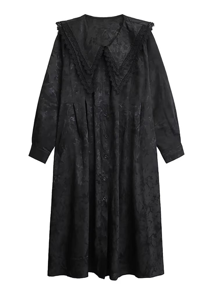 XITAO Lace Patchwork Peter Pan Collar Dresses LJ1060