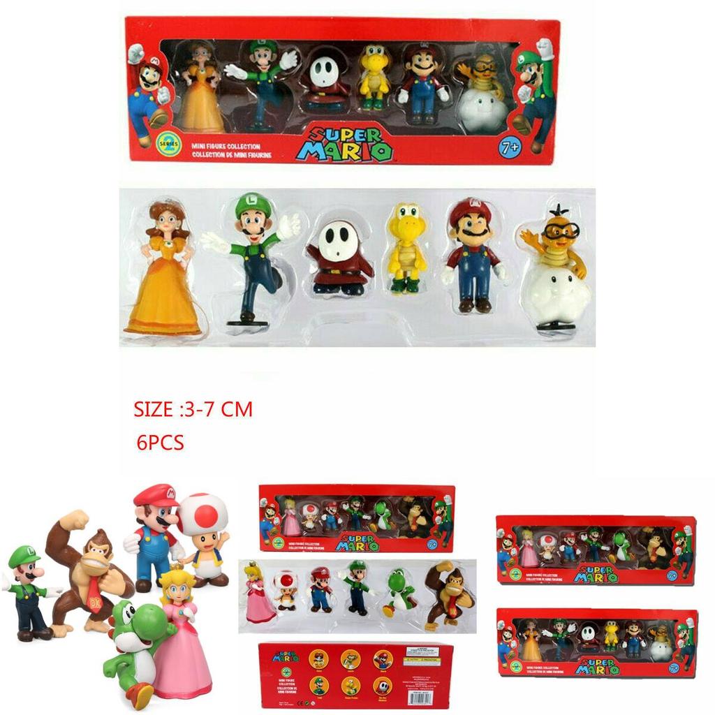 Super Mario Bros Action Figures Collection Including Luigi Yoshi And Mushroom Toy Decorations For Kids