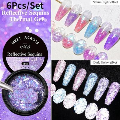 MEET ACROSS 6 Teile/satz Thermal Gel Nagellack Temperatur Farbwechsel Soak Off UV/LED Nagel Gel Lacke Lack Gel langlebig Nagellack