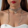 Ins Wind Diamond-encrusted Long Stacked Neck Chain CCB Special-shaped Pendant Necklace Accessories, Wearing Bead Necklace Women