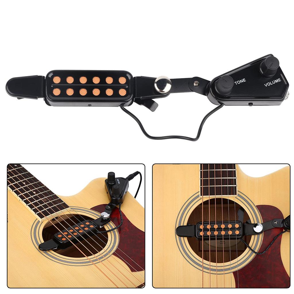 VGEBY Acoustic Guitar Pickup, 12-Hole Acoustic Guitar Pickup with Tone and Volume Controls and Connectors, Easy to Use, Durable, and Compatible with