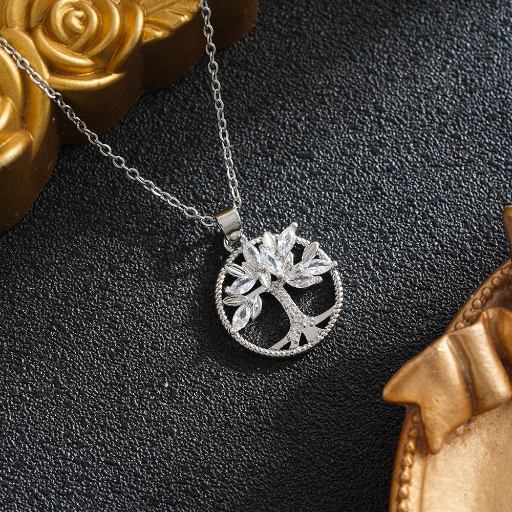 Elegant Rhinestone Lucky Tree Necklace for Women - Clavicle Chain Jewelry