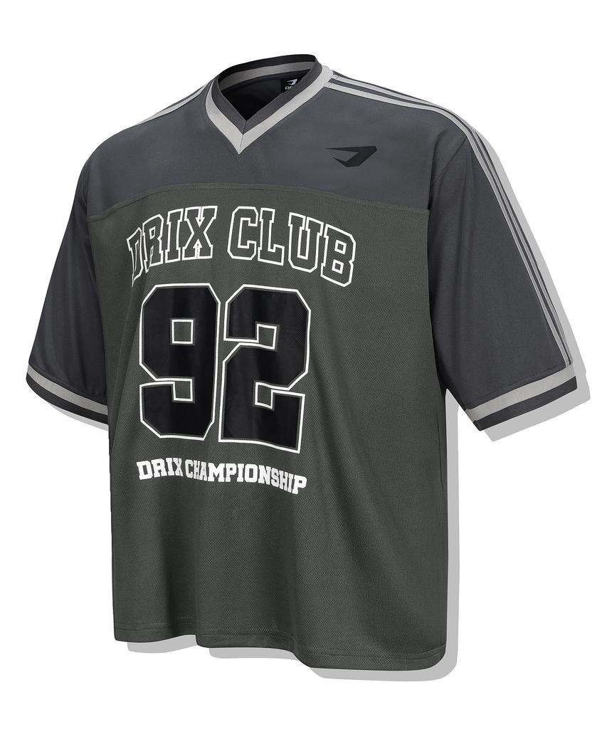 DRIX Rugby Track Oversized Mesh Jersey Half Sleeve_Charcoal