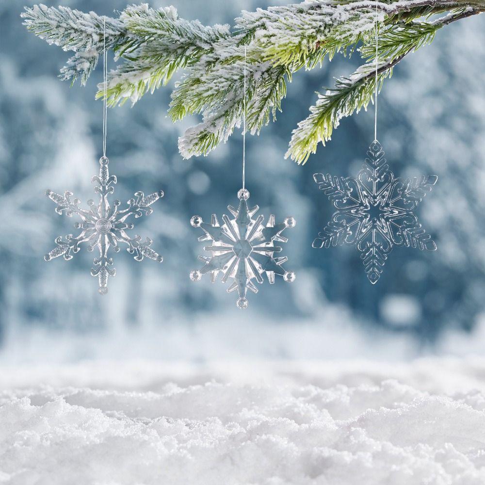 Crystal Snowflake Acrylic Snowflake Pendant Transparent Xmas Tree Ornaments  New Year Celebration
