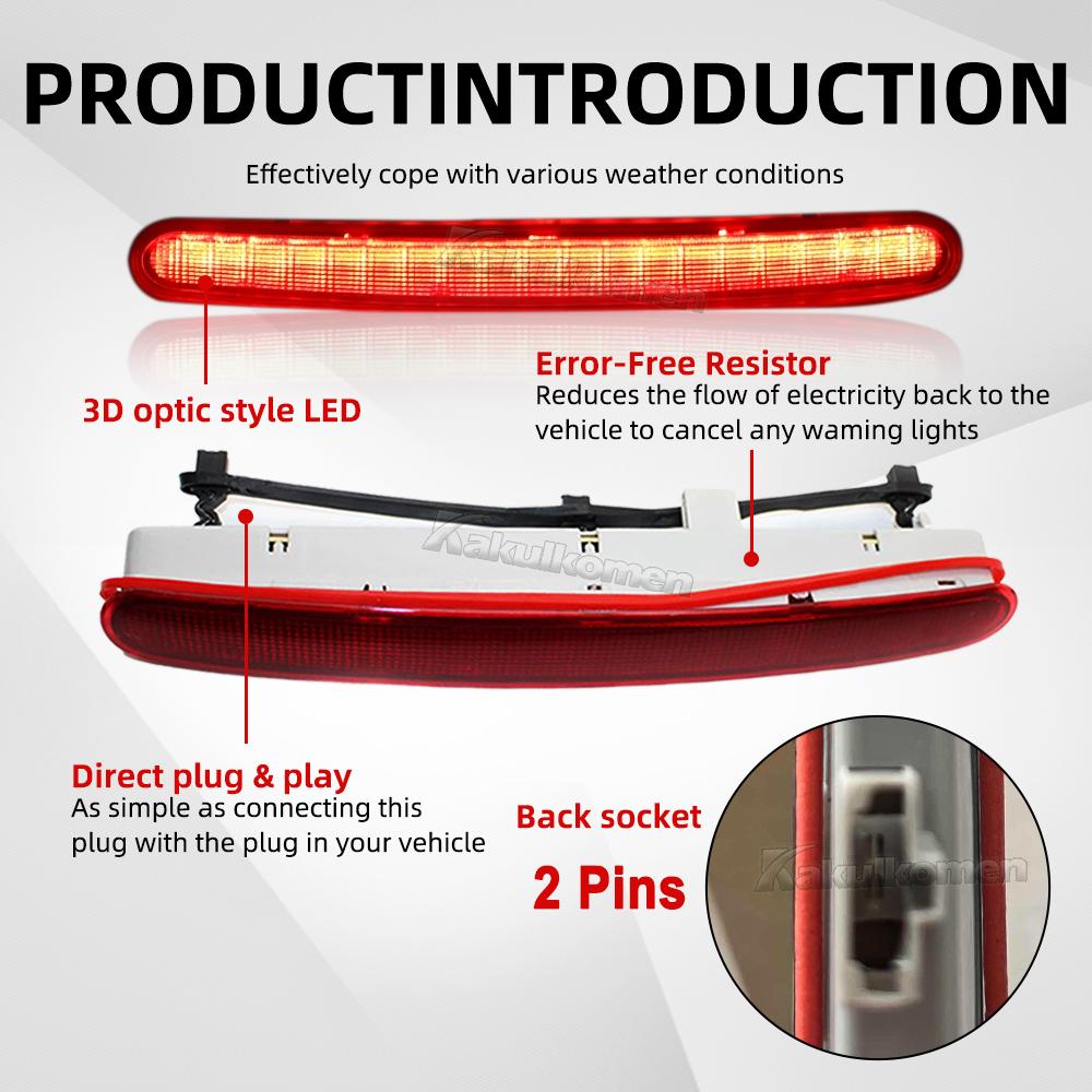 Hot Sales 1C0945097E Car 12V LED Third 3rd Brake Tail Light Rear High Mount Stop Lamp For VW Beetle 1998-2010 With Red LED Light