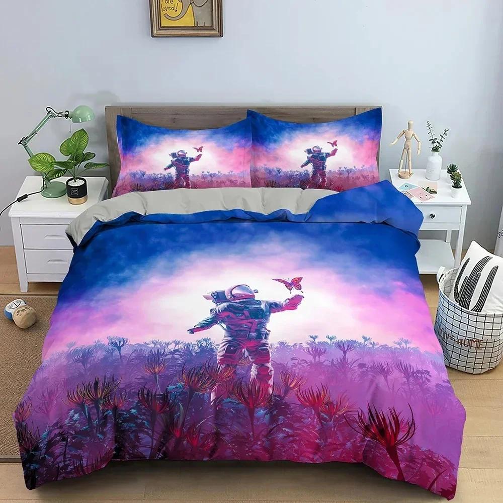 3D Astronaut Design Bedding Sets Spaceman Pattern Print Duvet Cover Set Single/Twin Size Space Scenery Theme Gifts For Kids