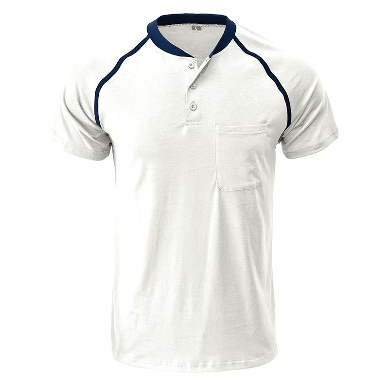 Summer men's Henley shirt colour blocking body shirt men fashion men's short-sleeved men's t-shirt tops
