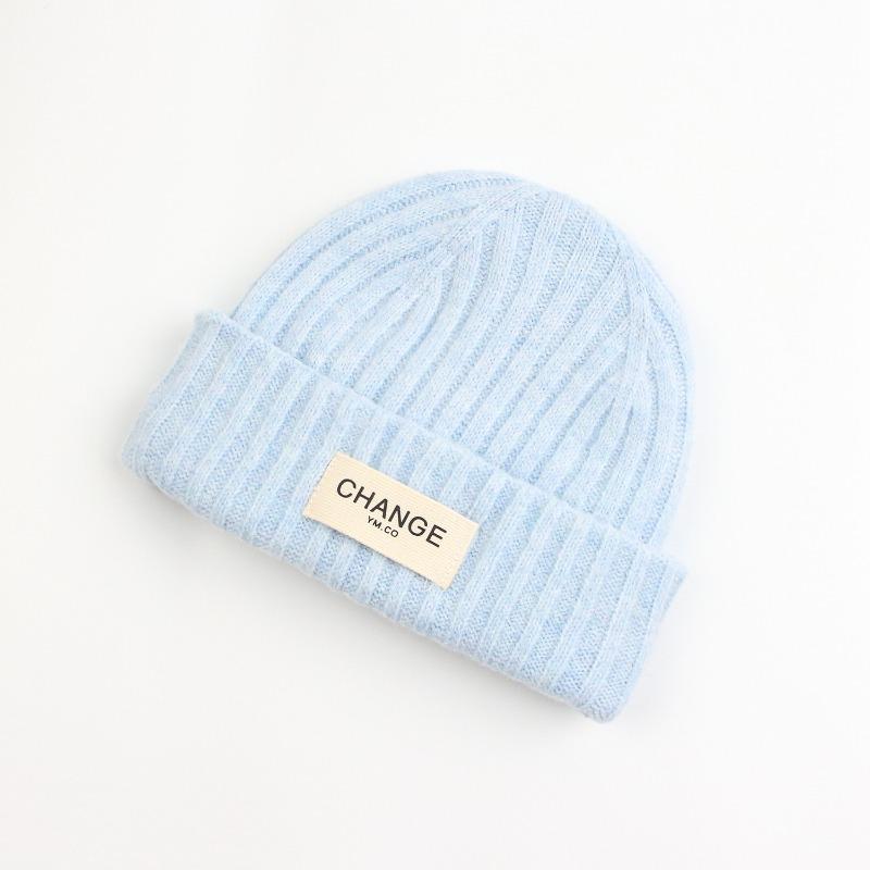 New knitted hat autumn and winter woven mark women's warm wool hat winter cute warm hat