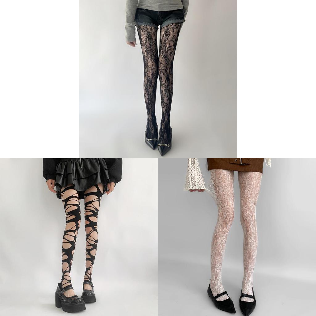 Vintage Lace Flower Mesh Stockings For Women With Sheer Hollow Floral Design For Spring Fashion
