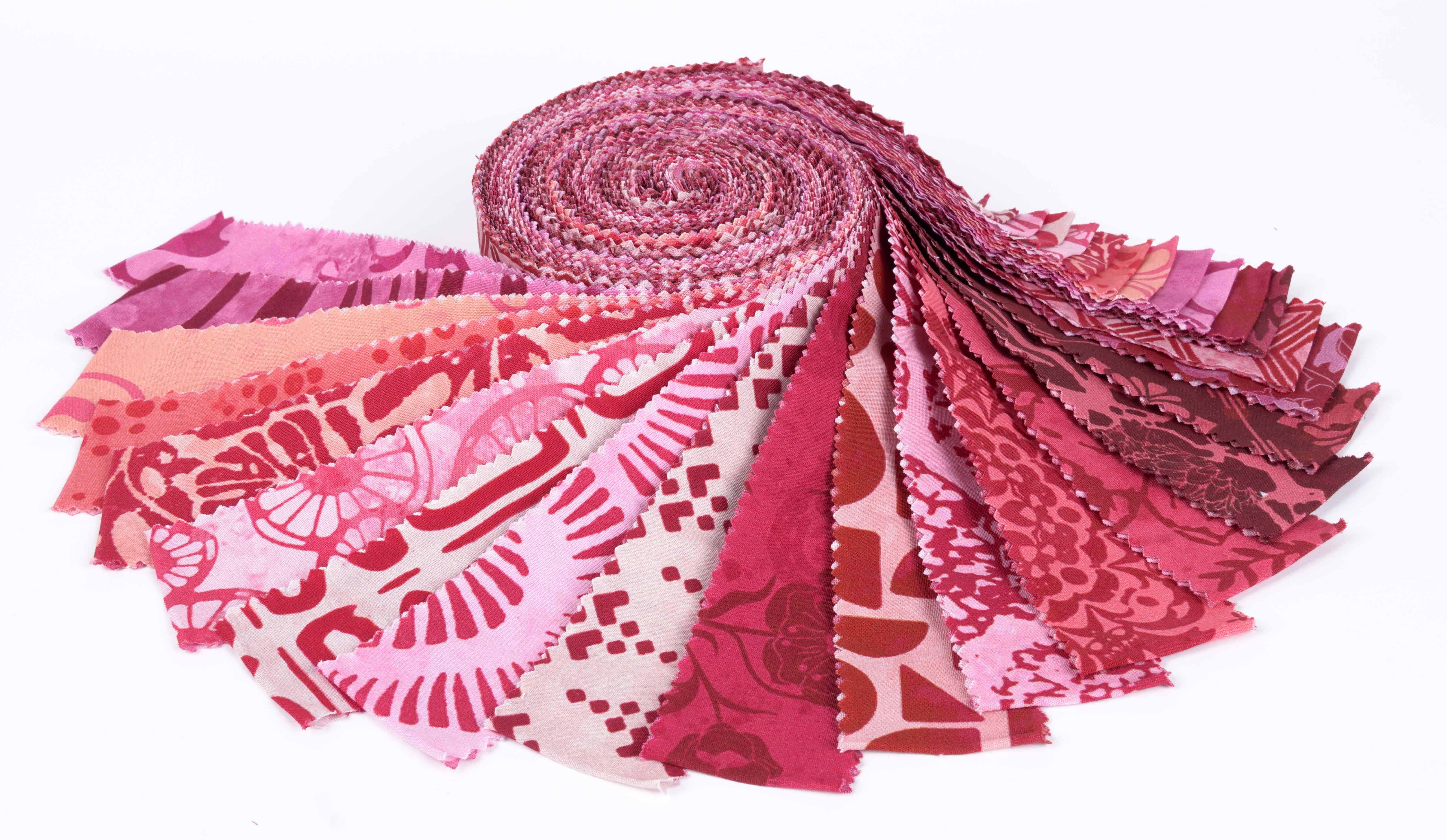 

Soimoi, 40 шт. бавовняних тканин із принтом батик для стьобання, смужок для рукоділля 2,5x42 дюйма, желейний рулон - 1.5x42inches рожевий