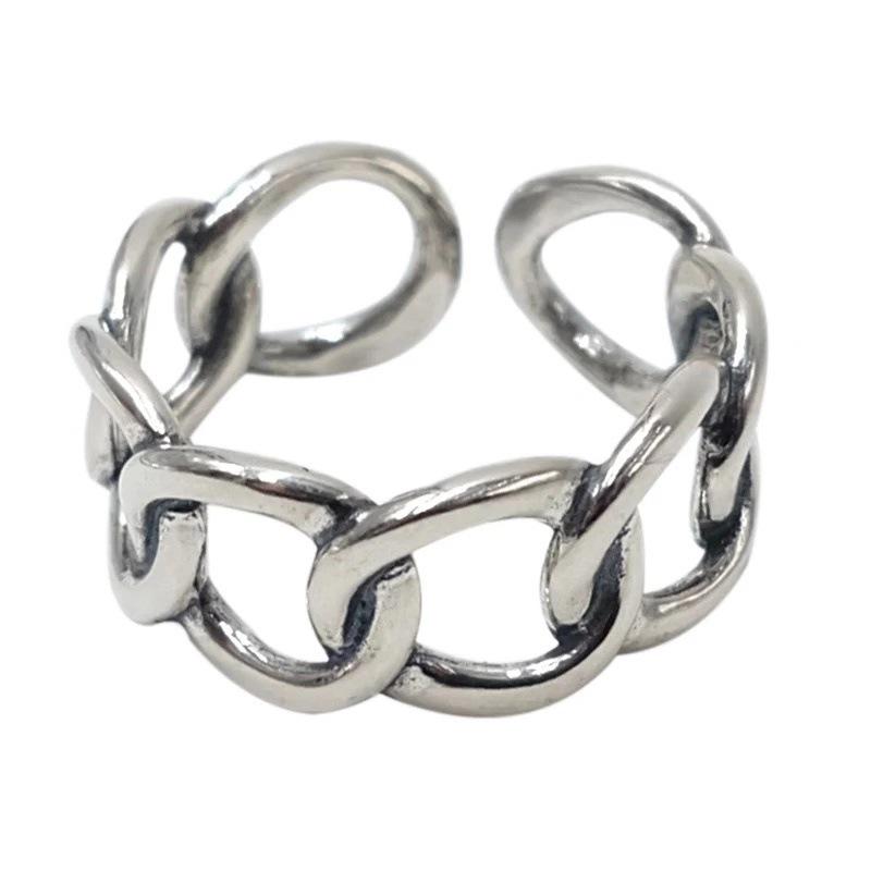 Beixi S925 Sterling Silver Antique Hollow Circle Ring