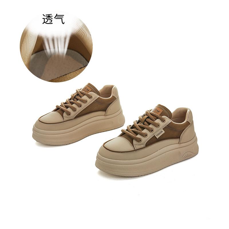 Large Size 41 Small Size 34 Leather Retro Little White Shoes 2025 Autumn New Thick Baseplate Shoes Women's Versatile Sports Women's Shoes