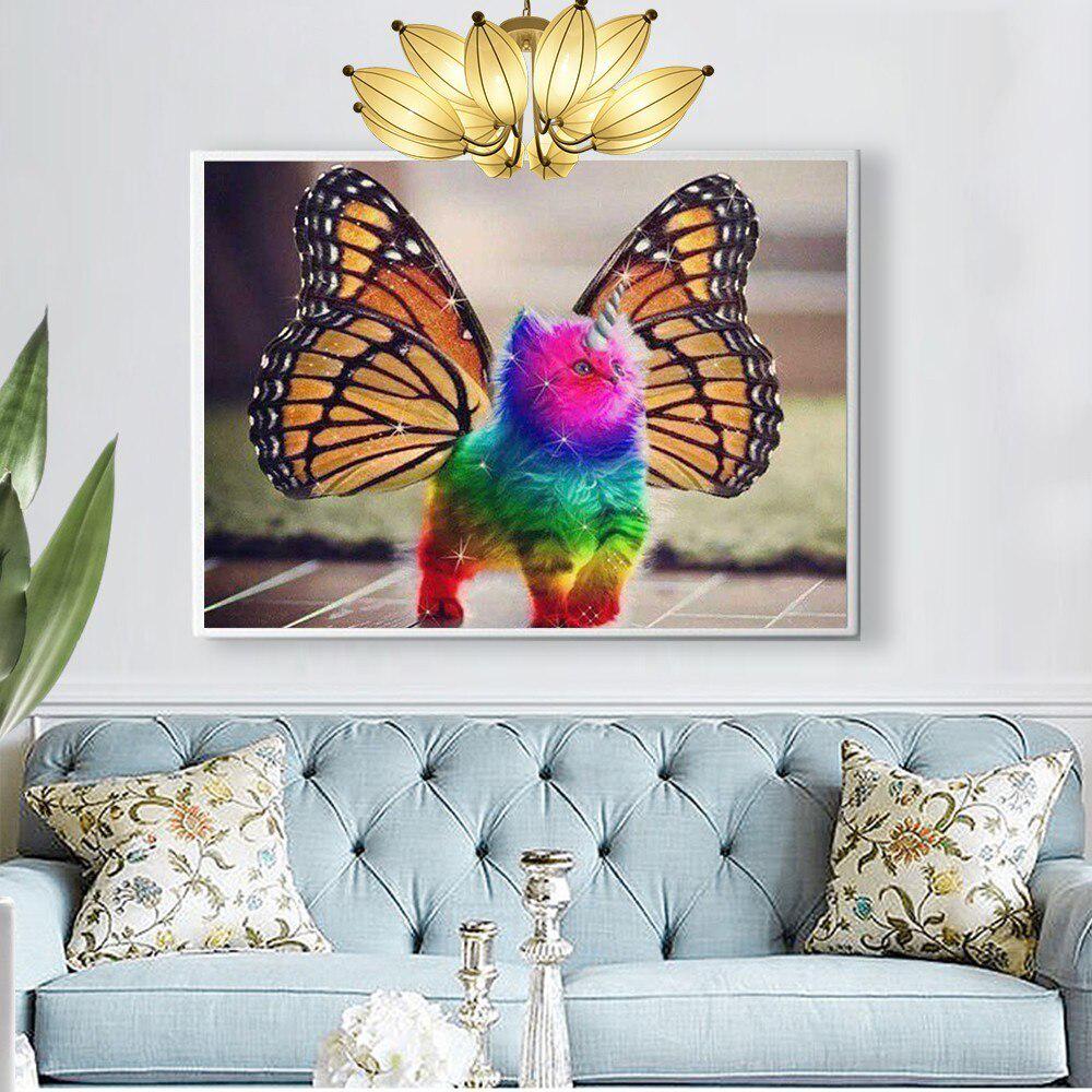 Diamantová malba Animal Butterfly Cat Drahokamenná mozaika Diamantové vyšívání