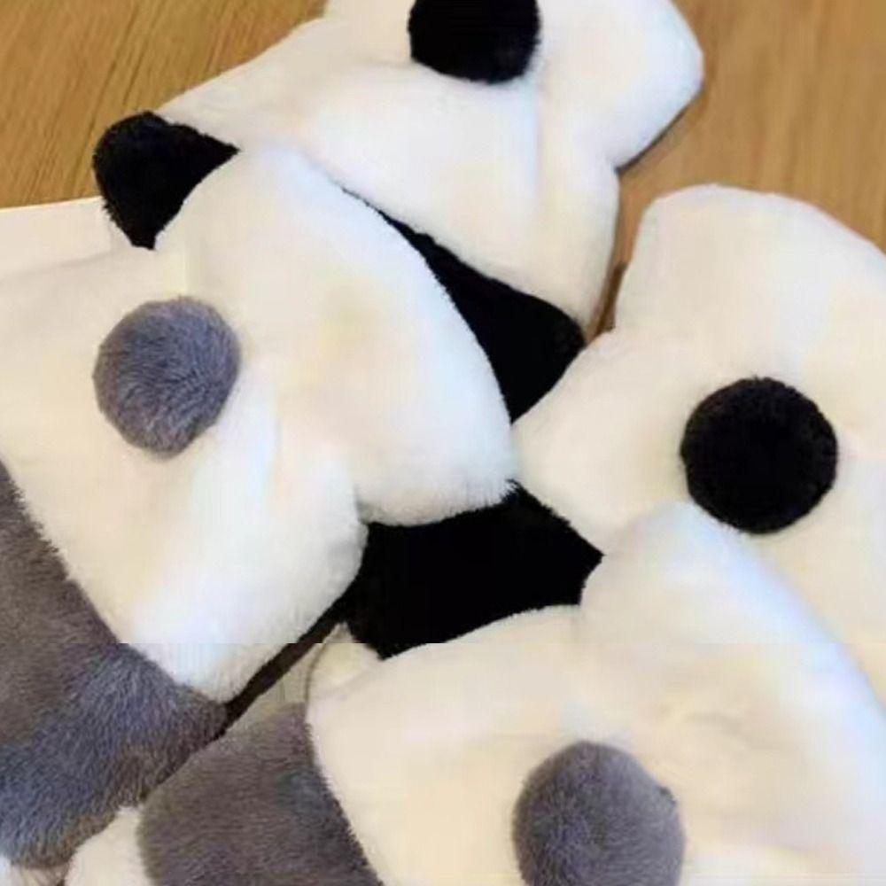 Mignons Gants Demi-Doigts Panda Dessin Animé Moufles en Peluche Nouveaux Gants Chauds Femmes