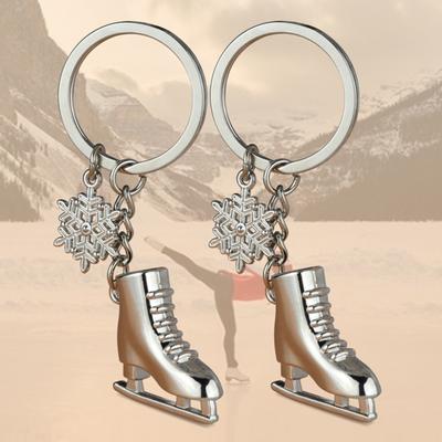 Porte-clés patins à glace, jeux olympiques d'hiver 2022, petit Souvenir commémoratif, flocon de neige, porte-clés en cadeau