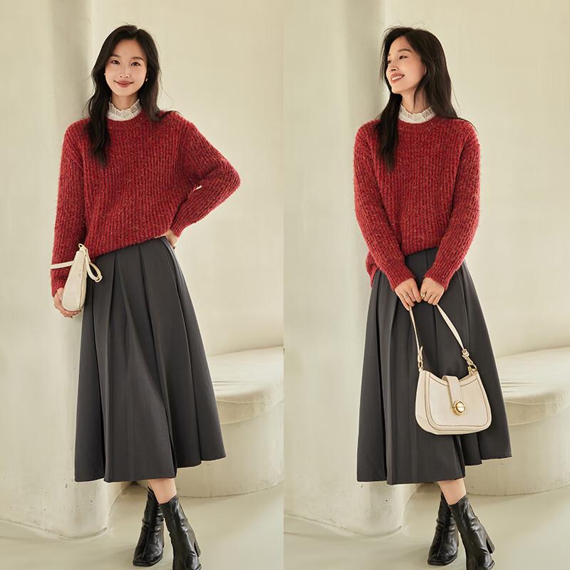 VICTORIA&VERA Women's Ribbed Sequin Knit Sweater