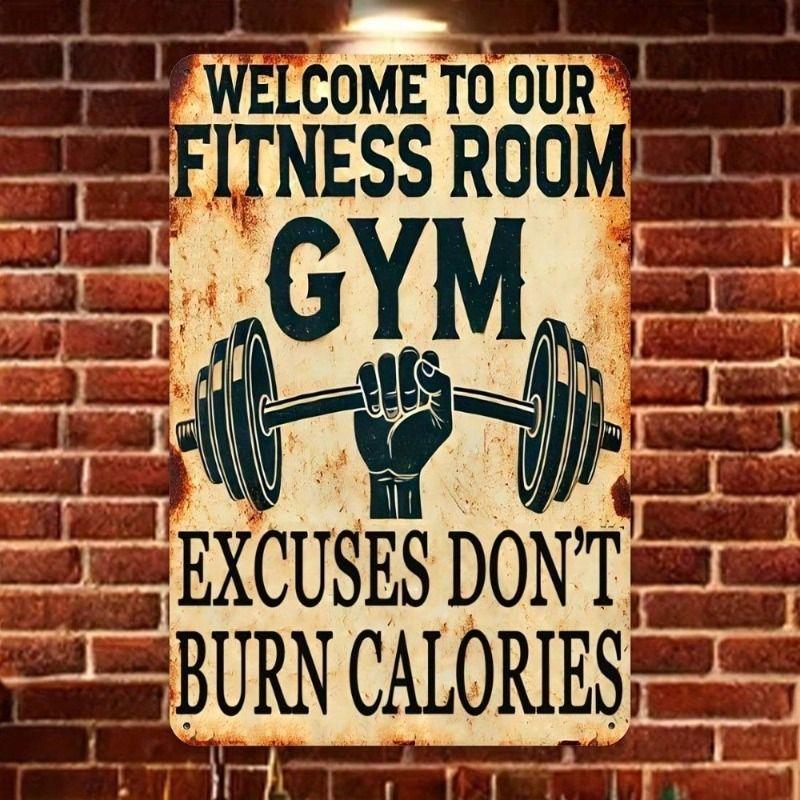 Vintage Gym Motivational Metal Wall Decor Sign