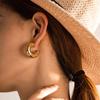 Vintage Metal C Shape Hoop Earrings for Women Girls Minimalism Gold Silver Color Round Thick Chunky Huggie Earrings Jewelry