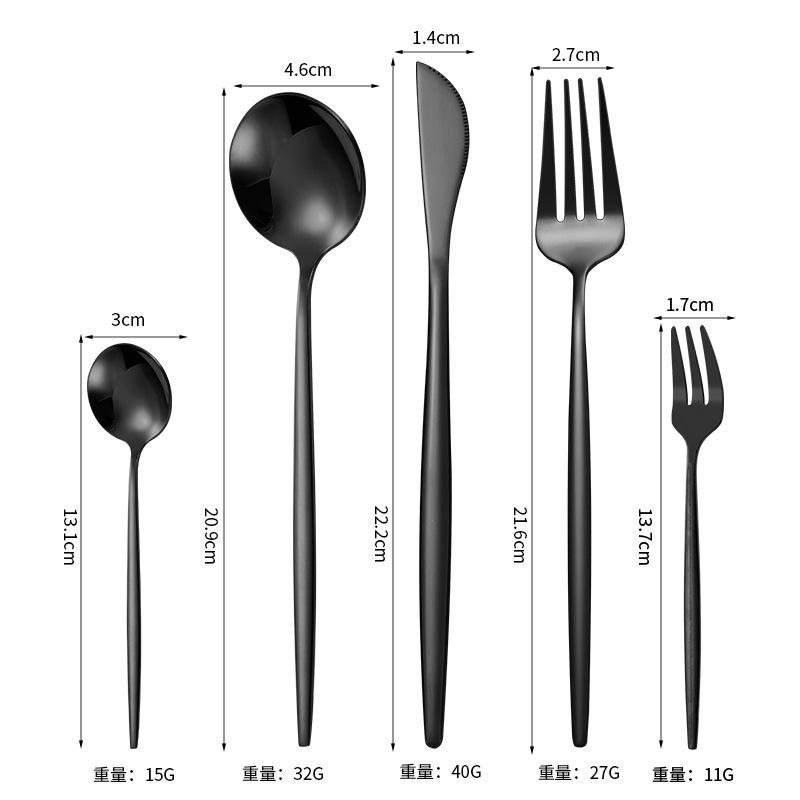 5Pcs Cutlery Set Stainless Steel Tableware Knife Fork Spoon Dinnerware Set Kitchen Flatware Silverware