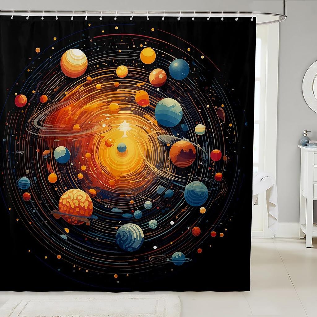 Japanese Style Shower Curtain,Red Cherry Blossom Bathroom Curtain,Mount Fuji Train Print Waterproof Curtain Kids Girls Teens