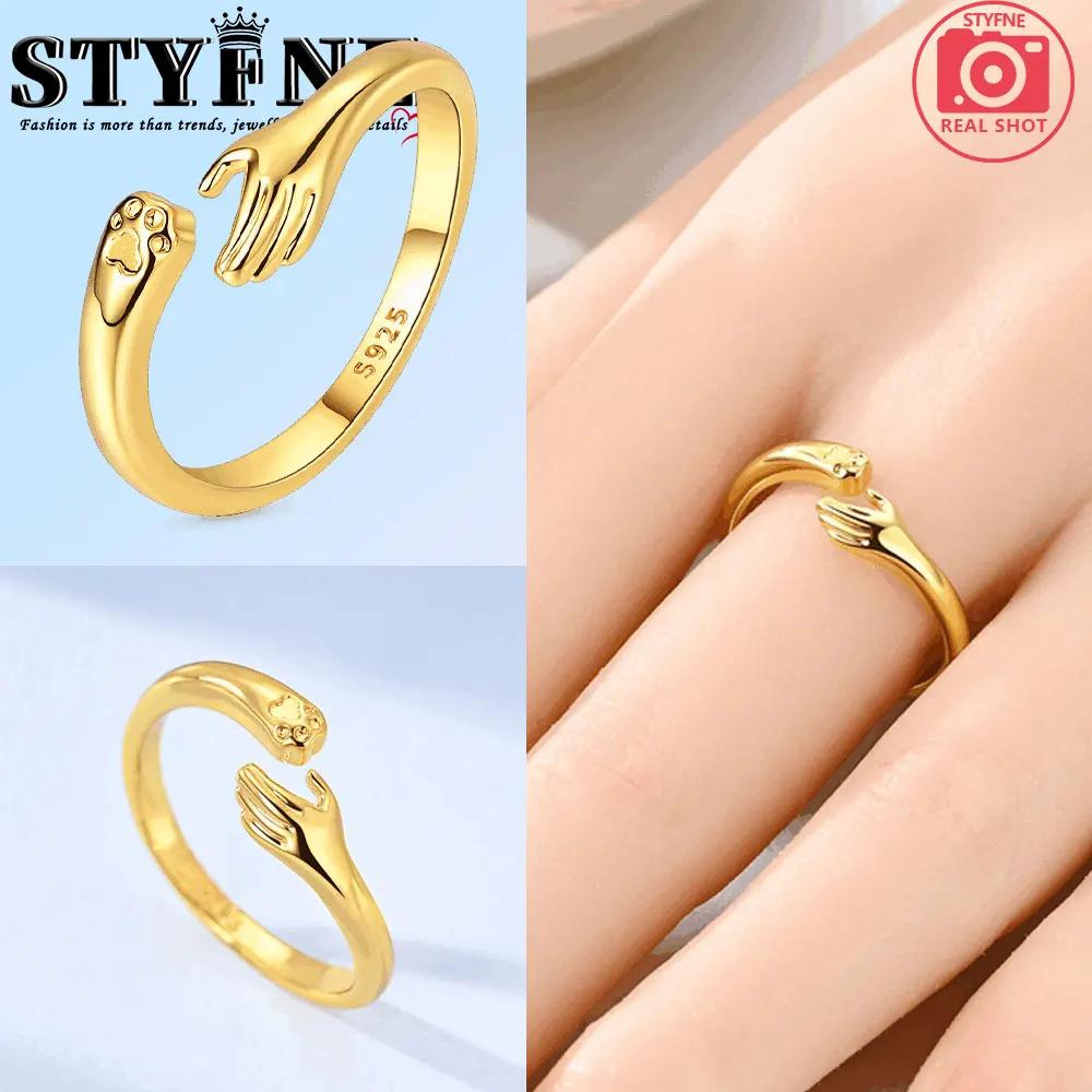 

copper Authentic Golden Embrace Love Pet Rings Womens Anniversary Gift Engagement Rings for Women Mens Jewellery 9