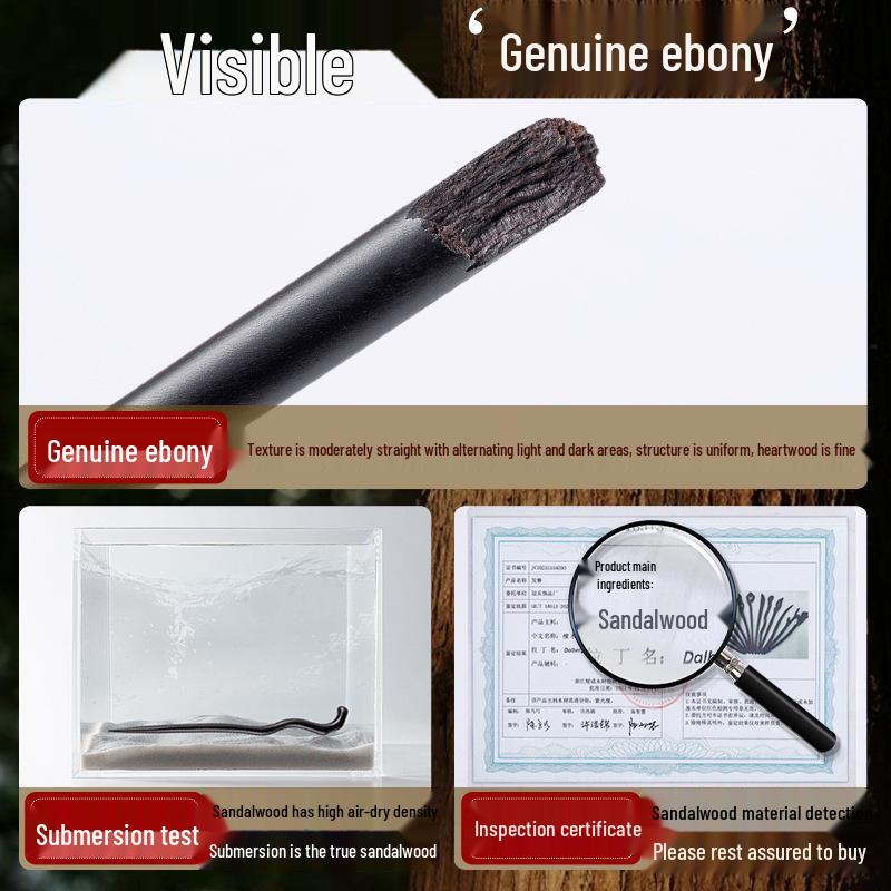 High-End Natural Ebony Wood Hairpin - Extended Chinese Ancient Style Black Hair Bun Accessory