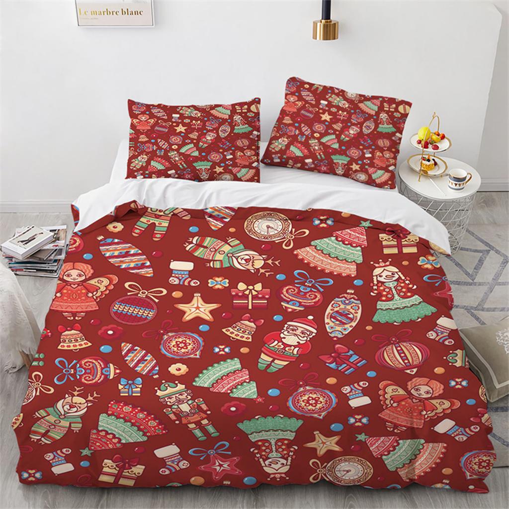 Christmas Cat Duvet Cover Merry Christmas Microfiber Cartoon Animal Santa Claus for Women Children Teen Gift Bedroom Decorations