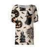 Women's Casual Halloween and Pumpkin Print Short Sleeve Crewneck Pullover Top