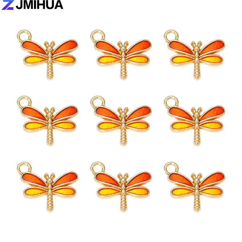 15PCS Enamel Colorful Dragonfly Charms Pendant Supplies For DIY Handmade Earrings Bracelets Jewelry Making Findings Accessories
