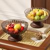 Round Transparent High-Legged Fruit Platter Tea Table Saves Space And Drains Water Plate Household Kitchen Storage Tray