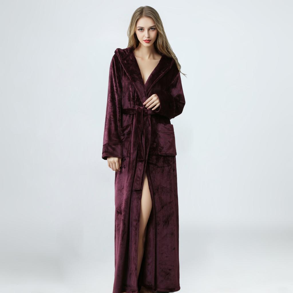 Halat de Baie cu Glugă de Iarnă pentru Bărbați Halate de Baie Lungi din Pluș cu Glugă Halat de Baie Confortabil și Călduros Halat de Spa Pufoasă cu Buzunare Halat de Casă pentru Bărbați Halate Pufoase din Fleece