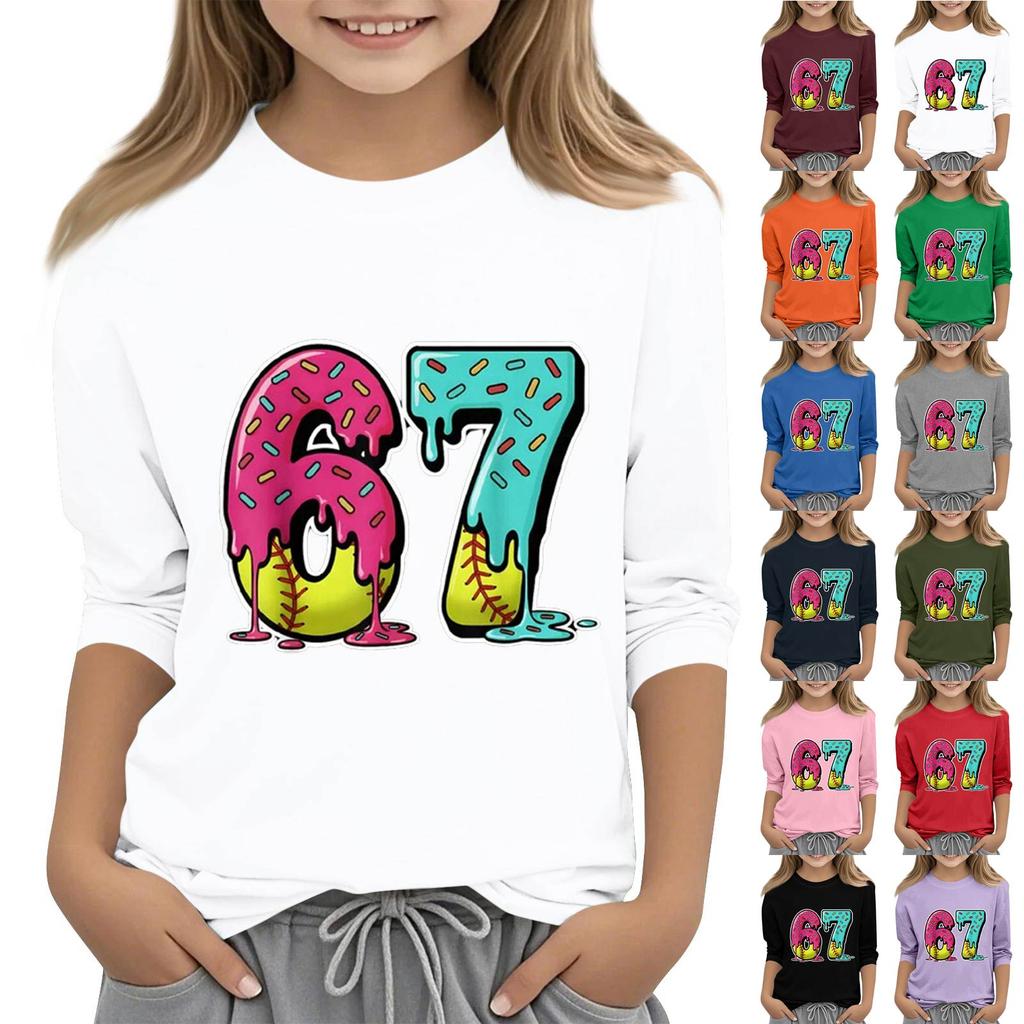 Children's Fashion Three-Quarter Sleeve Round Neck Printed Casual T-Shirt Top